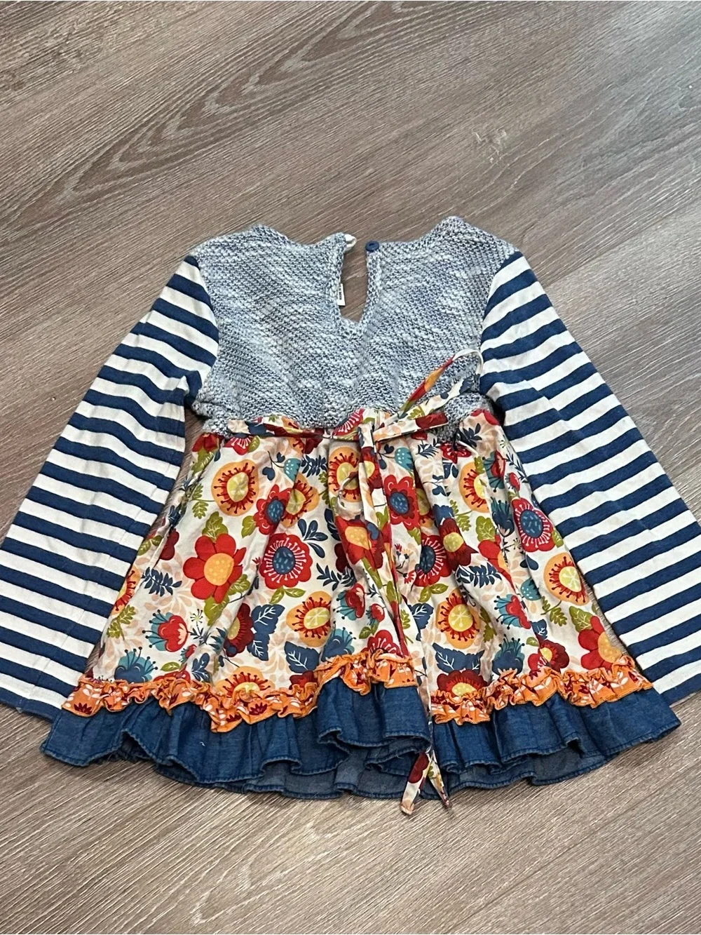 Striped Navy & Floral Ruffle Legging Set - Cozy Playtime Outfit